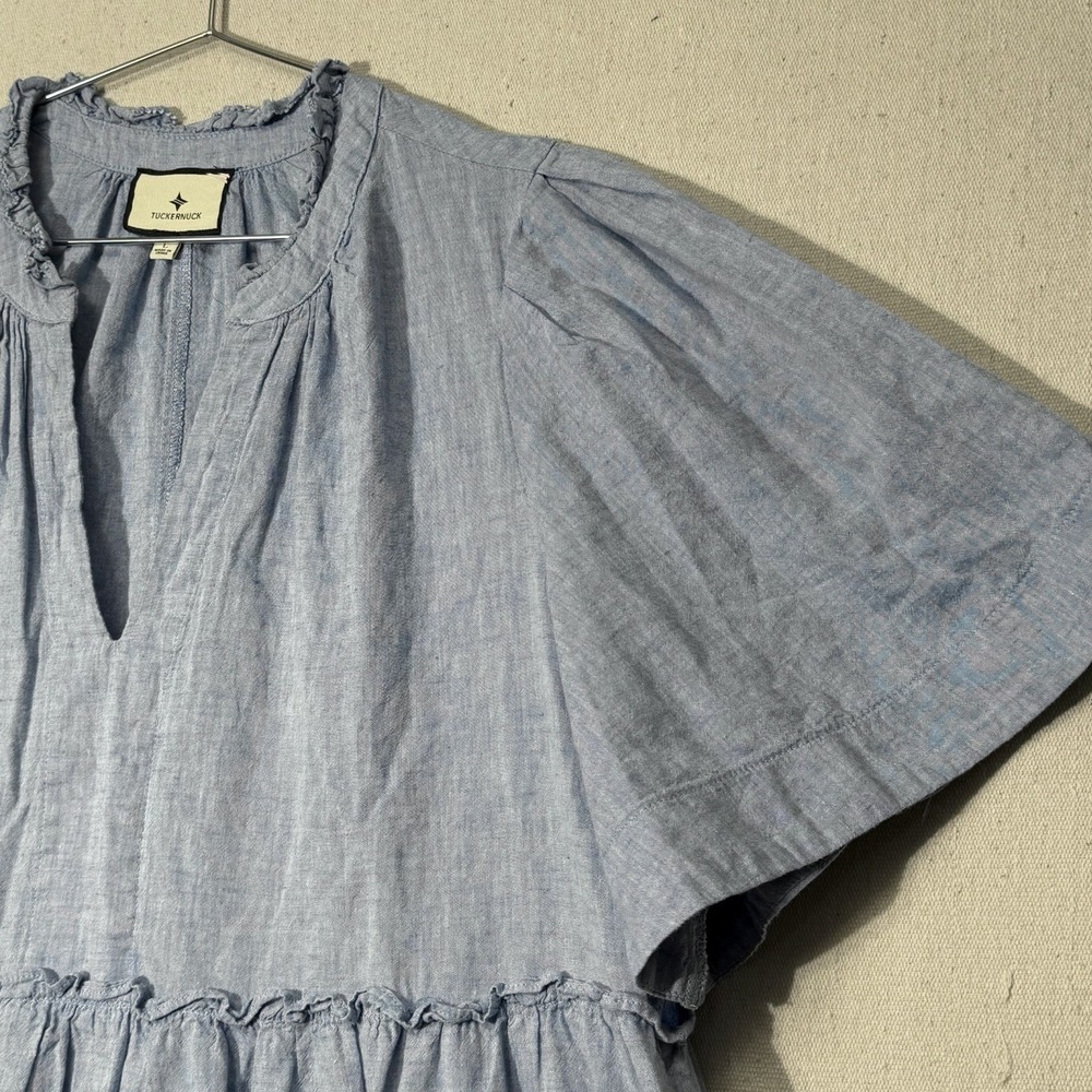 Tuckernuck Chambray Crawford Dress Large Linen Cotton Flowy Summer - Picture 5 of 12